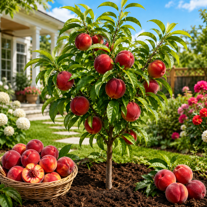 Ruby Red Peach Tree Sapling for Backyard Gardens - Hero Product Image