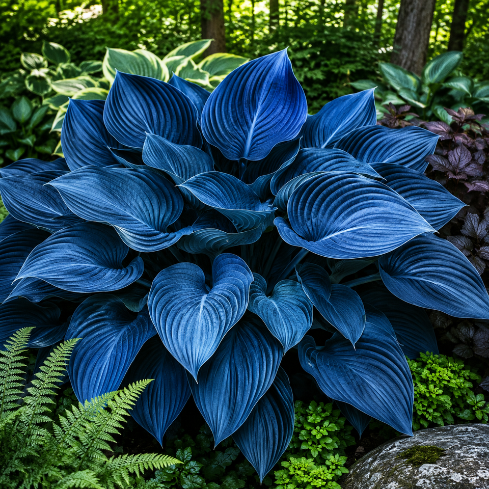 Dark Blue Flame Hosta Seeds for Dramatic Foliage - Hero Product Image