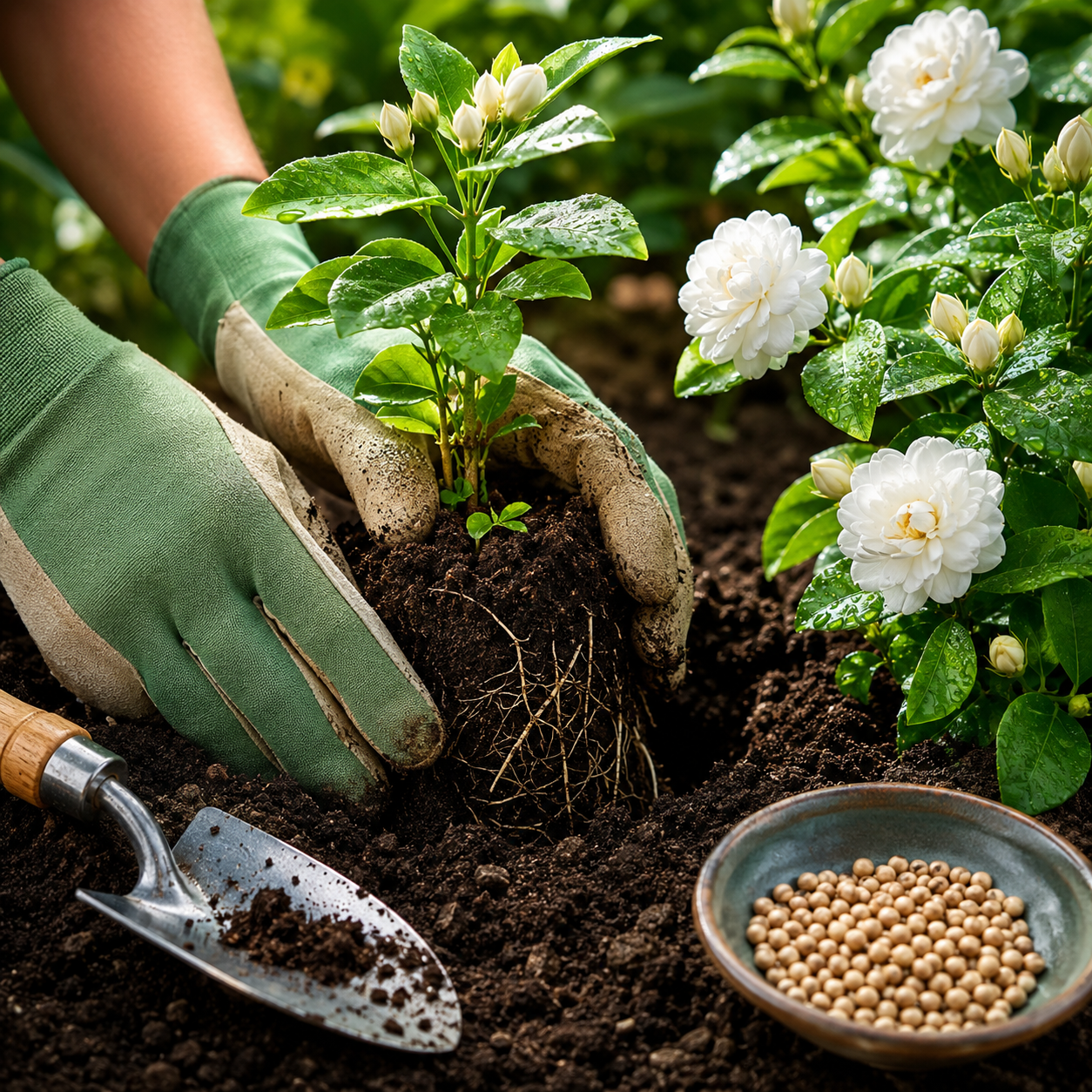 Double Bloom Jasmine Seeds for Fragrant Gardens - Planting / Root View