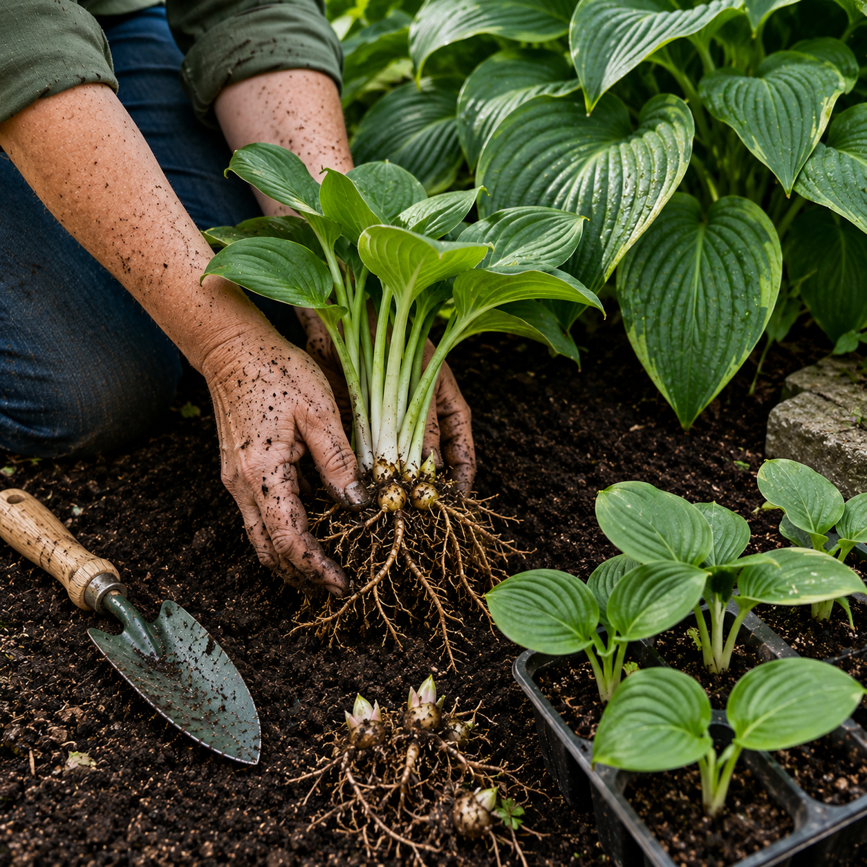 Giant Tall Hosta Bulbs for Lush Shade Borders - Planting / Root View