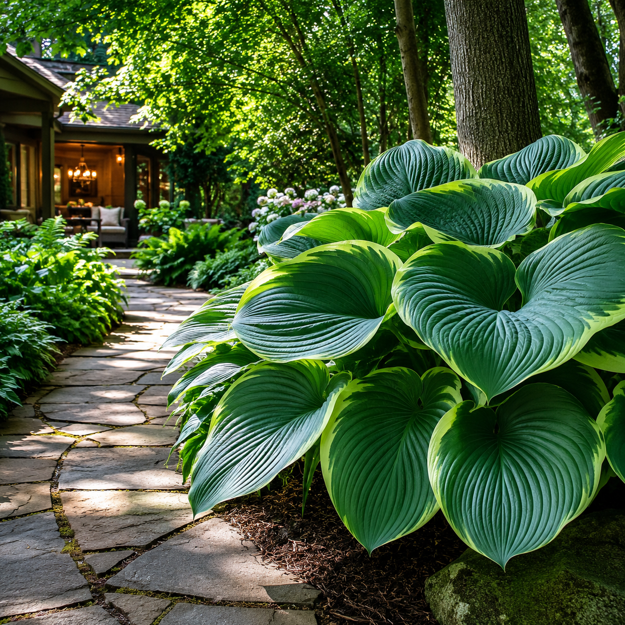 Giant Tall Hosta Bulbs for Lush Shade Borders - Lifestyle Scene
