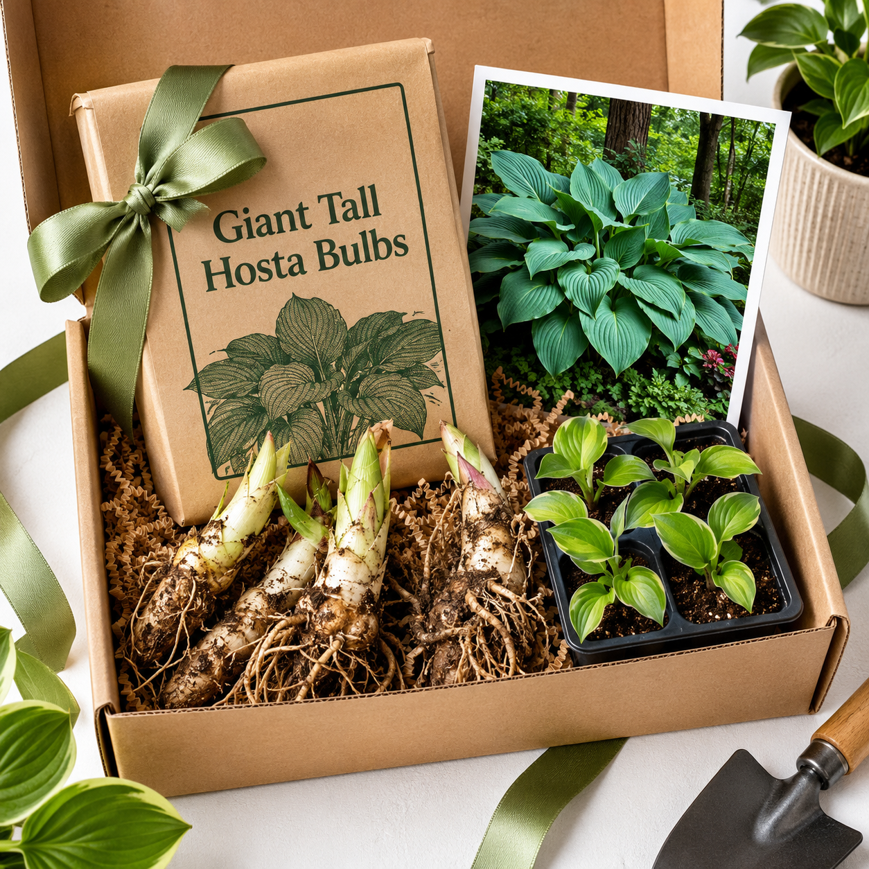 Giant Tall Hosta Bulbs for Lush Shade Borders - Giftable Pack Arrangement
