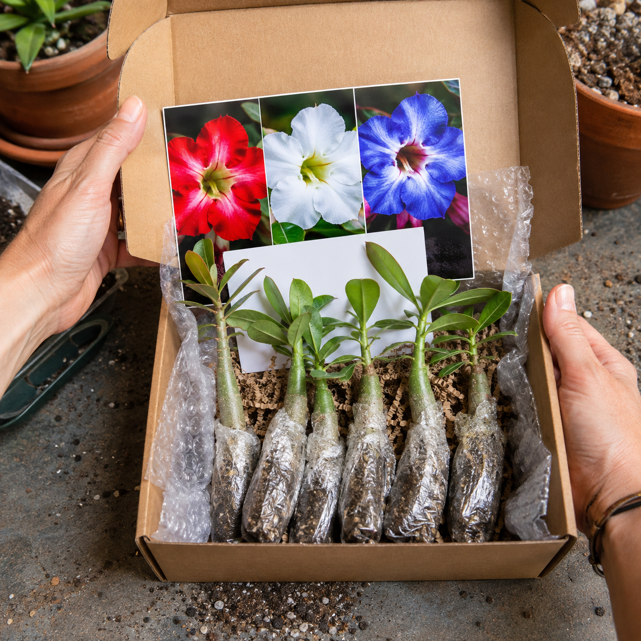 Red White Blue Desert Rose Seedlings - Starter Pack Unboxing
