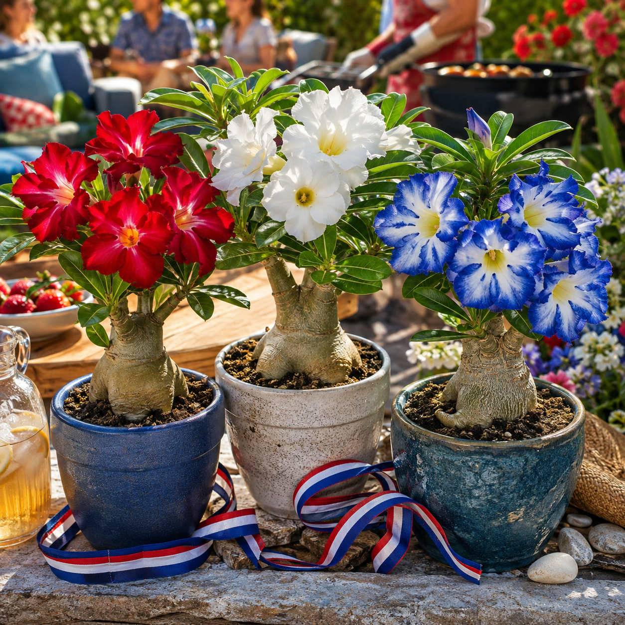 Red White Blue Desert Rose Seedlings - Holiday Patio Set