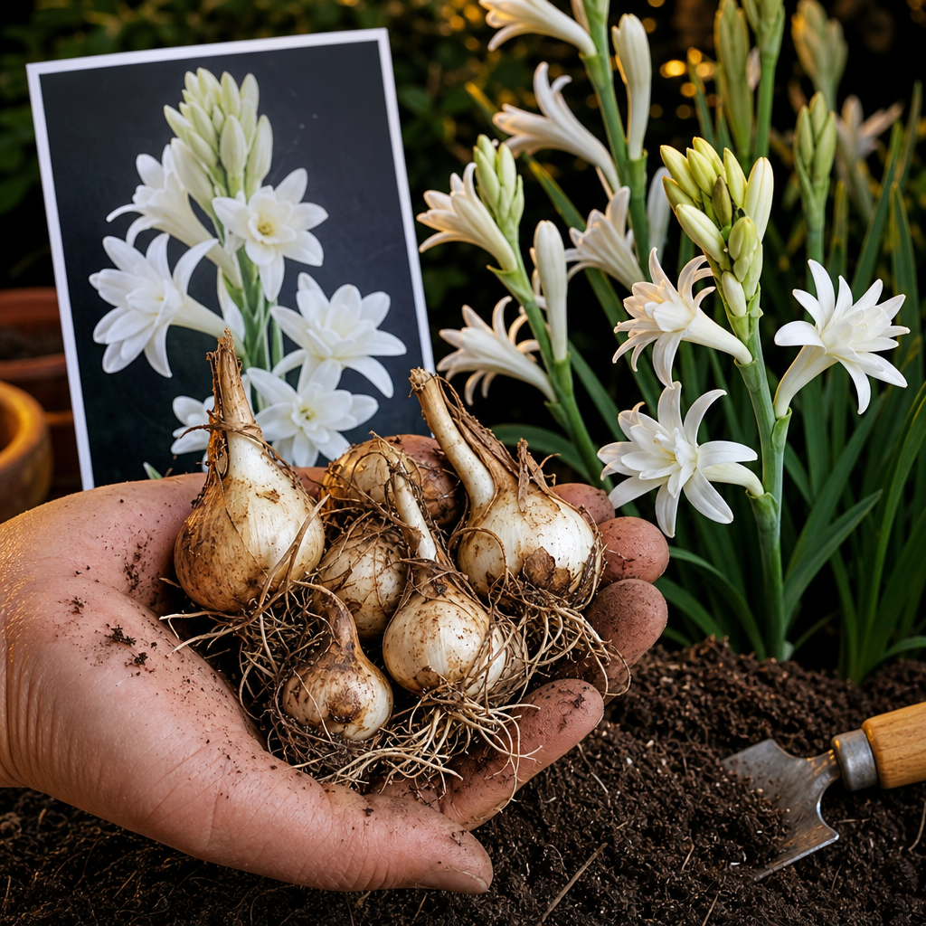 Double Fragrance Tuberose Bulbs for Moon Gardens - Real Bulbs In Hand