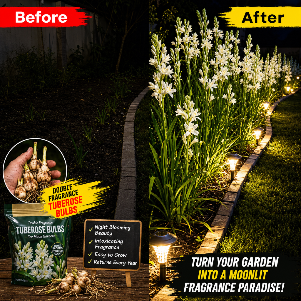 Double Fragrance Tuberose Bulbs for Moon Gardens - Moon Garden Border Before After