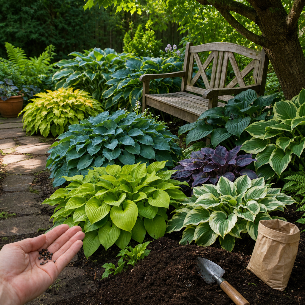 Lush Shade Garden Hosta Seeds - Shade Bench Retreat