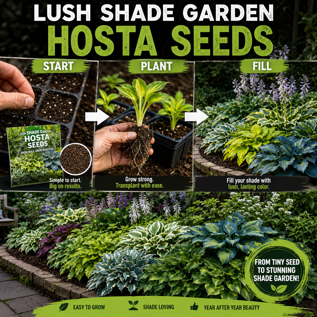 Lush Shade Garden Hosta Seeds - Starter Flat To Border Collage