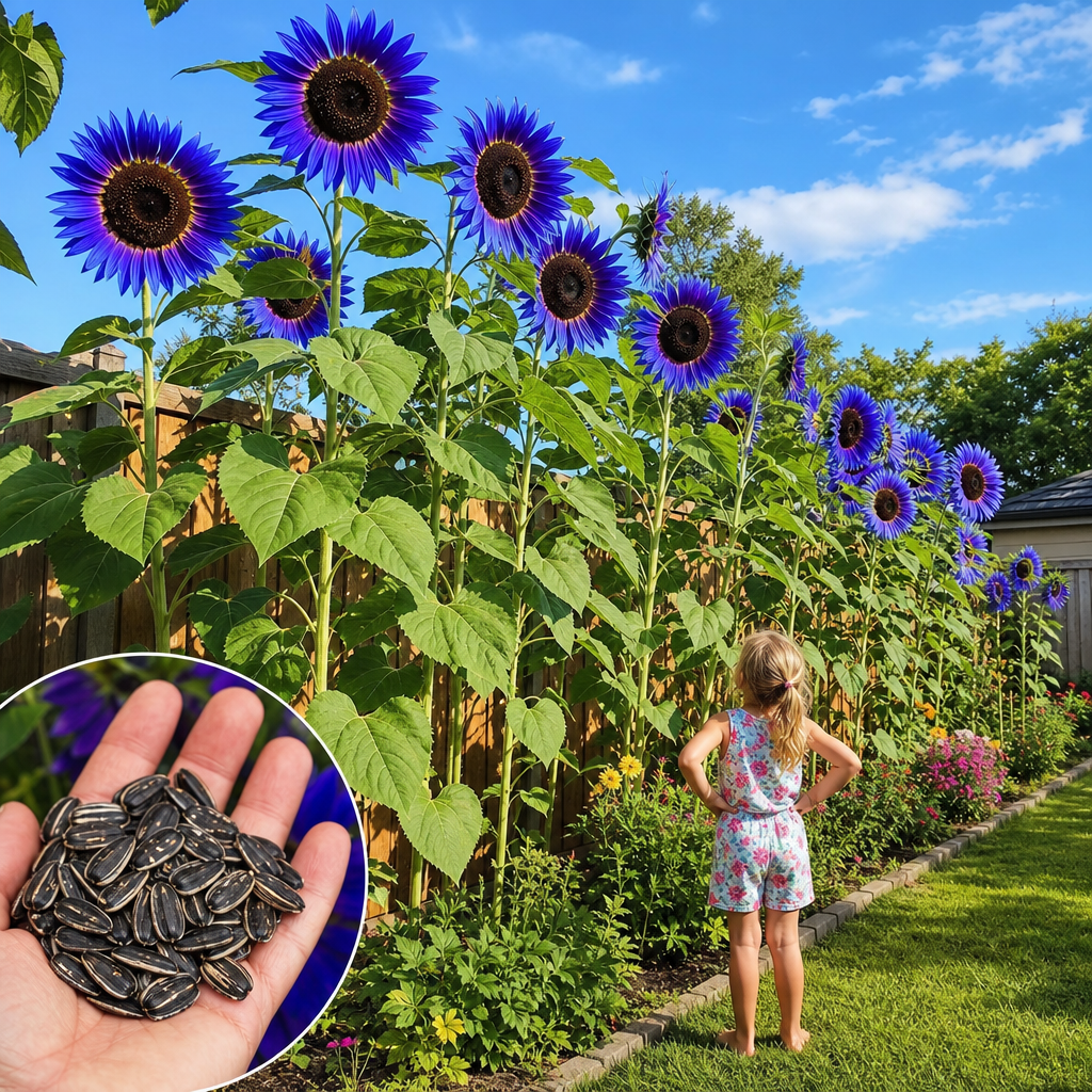 Blue Flame Sunflower Seeds for Statement Gardens - Fence Line Statement Row