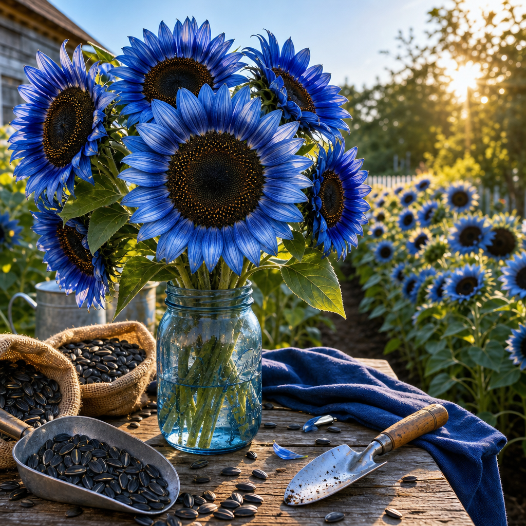 Blue Flame Sunflower Seeds for Statement Gardens - Cut Flower Vase