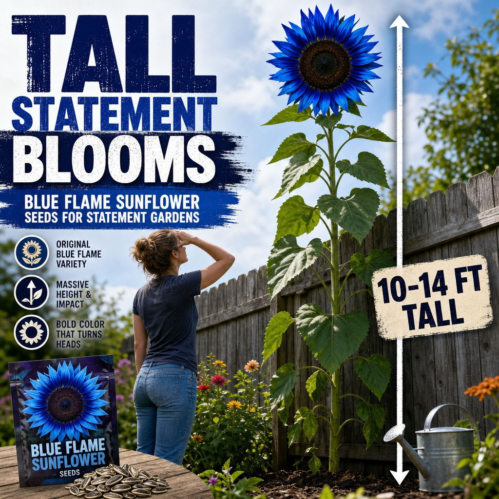 Blue Flame Sunflower Seeds for Statement Gardens - Height Scale Cue