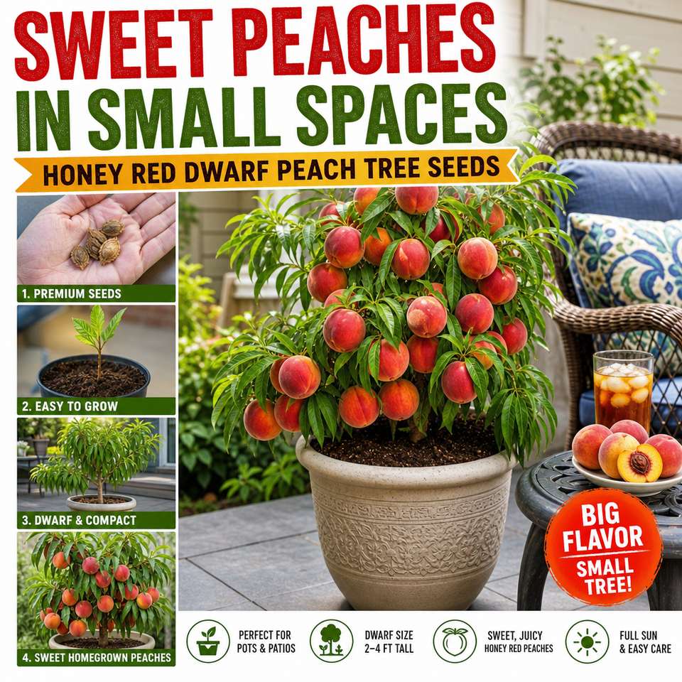 Honey Red Dwarf Peach Tree Seeds - Patio Dwarf Peach Hero