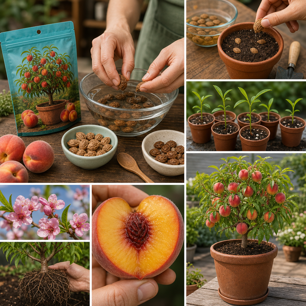 Honey Red Dwarf Peach Tree Seeds - Seed Prep Kitchen Table