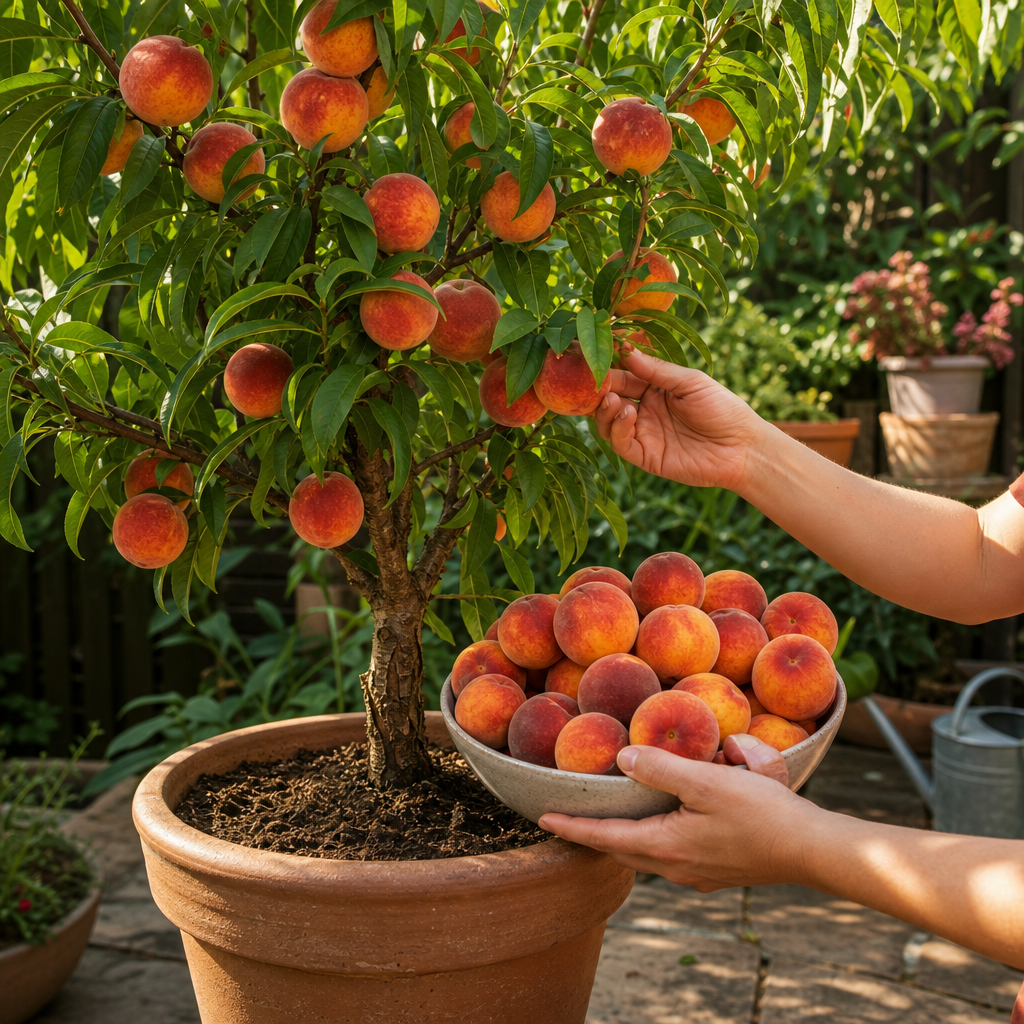 Honey Red Dwarf Peach Tree Seeds - Bowl Harvest Hands