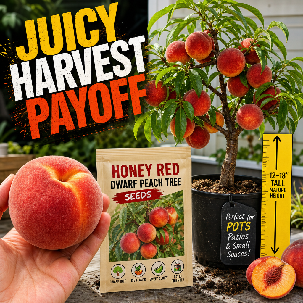 Honey Red Dwarf Peach Tree Seeds - Fruit Size In Hand