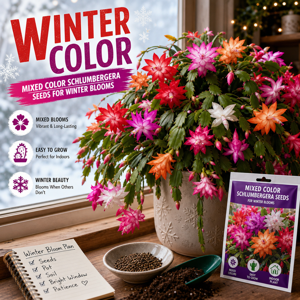 Mixed Color Schlumbergera Seeds for Winter Blooms - Winter Window Color Hero