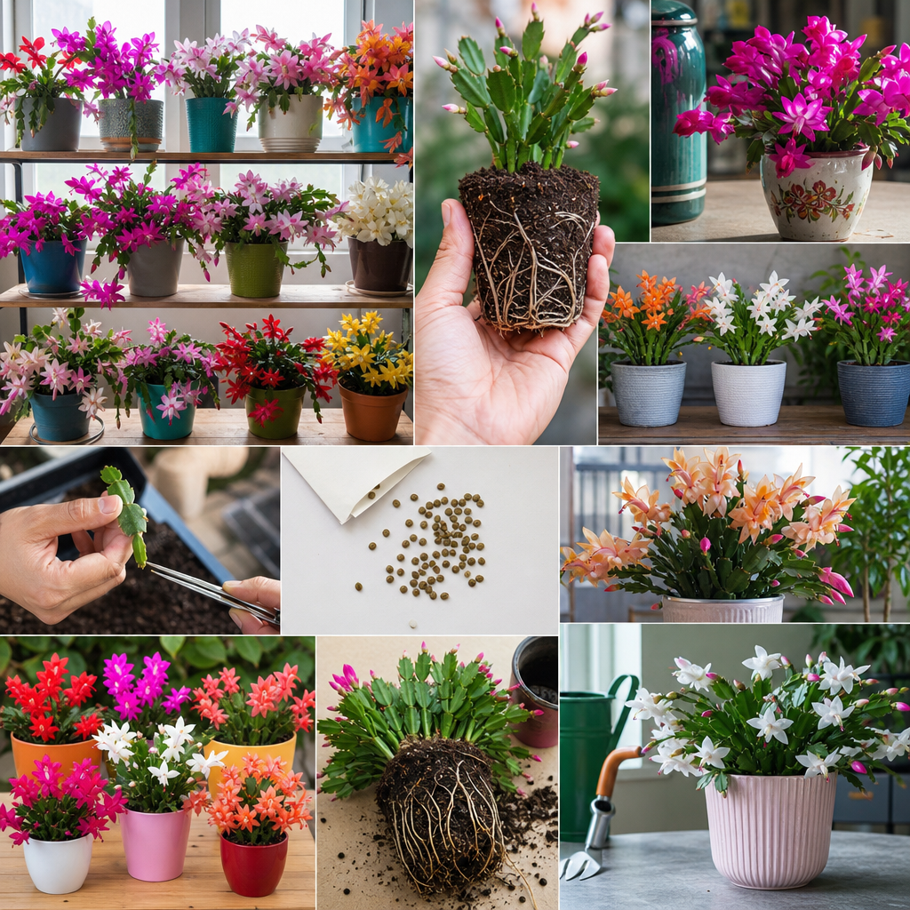 Mixed Color Schlumbergera Seeds for Winter Blooms - Mixed Bloom Shelf Grid
