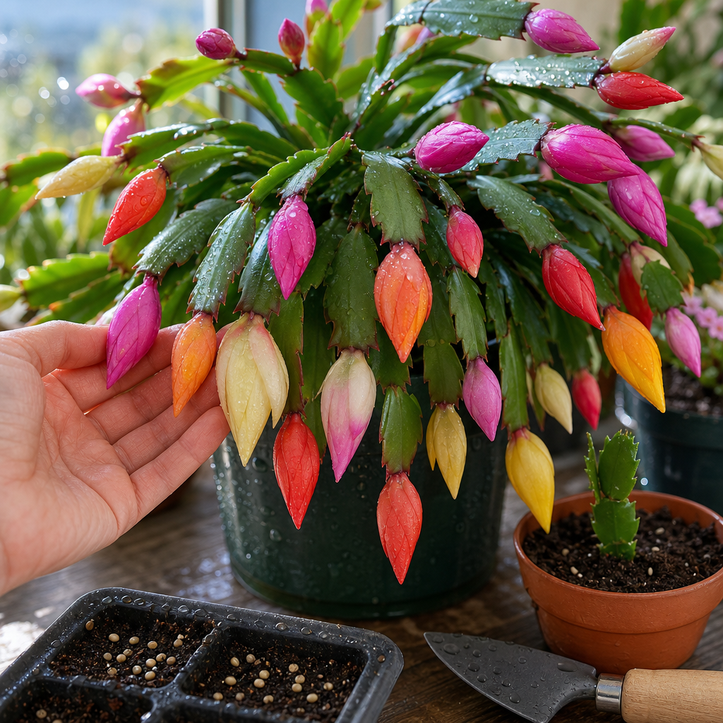 Mixed Color Schlumbergera Seeds for Winter Blooms - Flower Bud Close-Up