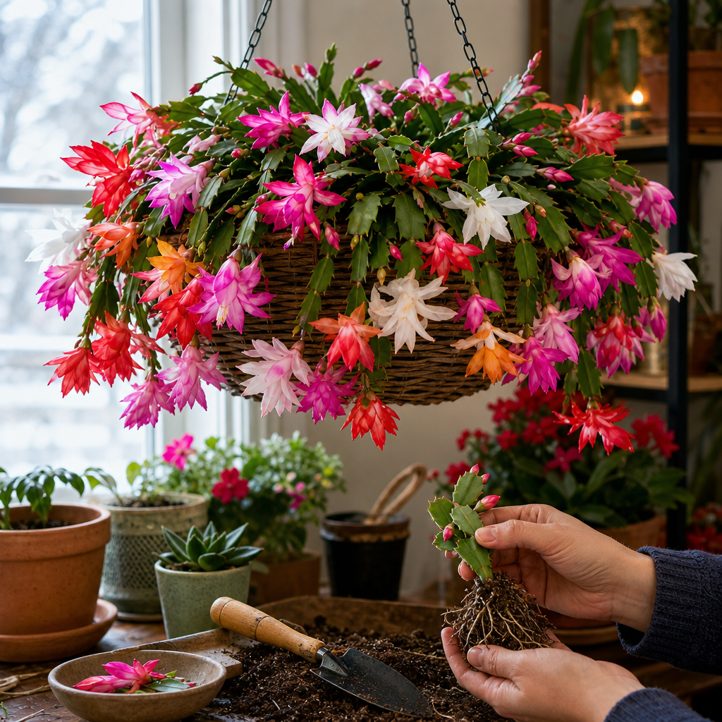 Mixed Color Schlumbergera Seeds for Winter Blooms - Hanging Basket Bloom