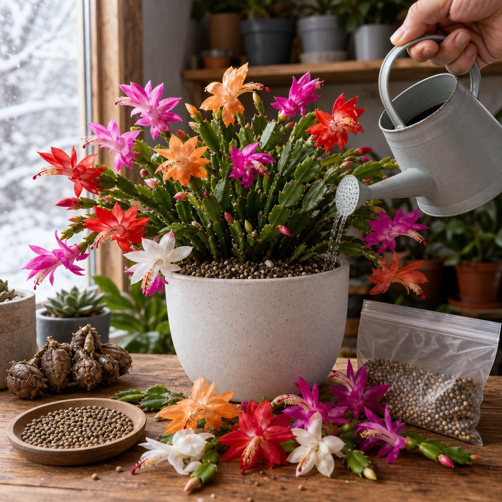 Mixed Color Schlumbergera Seeds for Winter Blooms - Watering Care Moment
