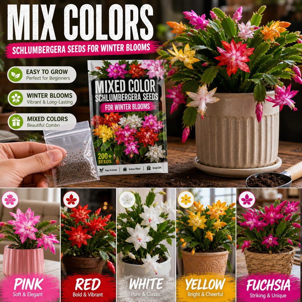 Mixed Color Schlumbergera Seeds for Winter Blooms - Color Choice Cards