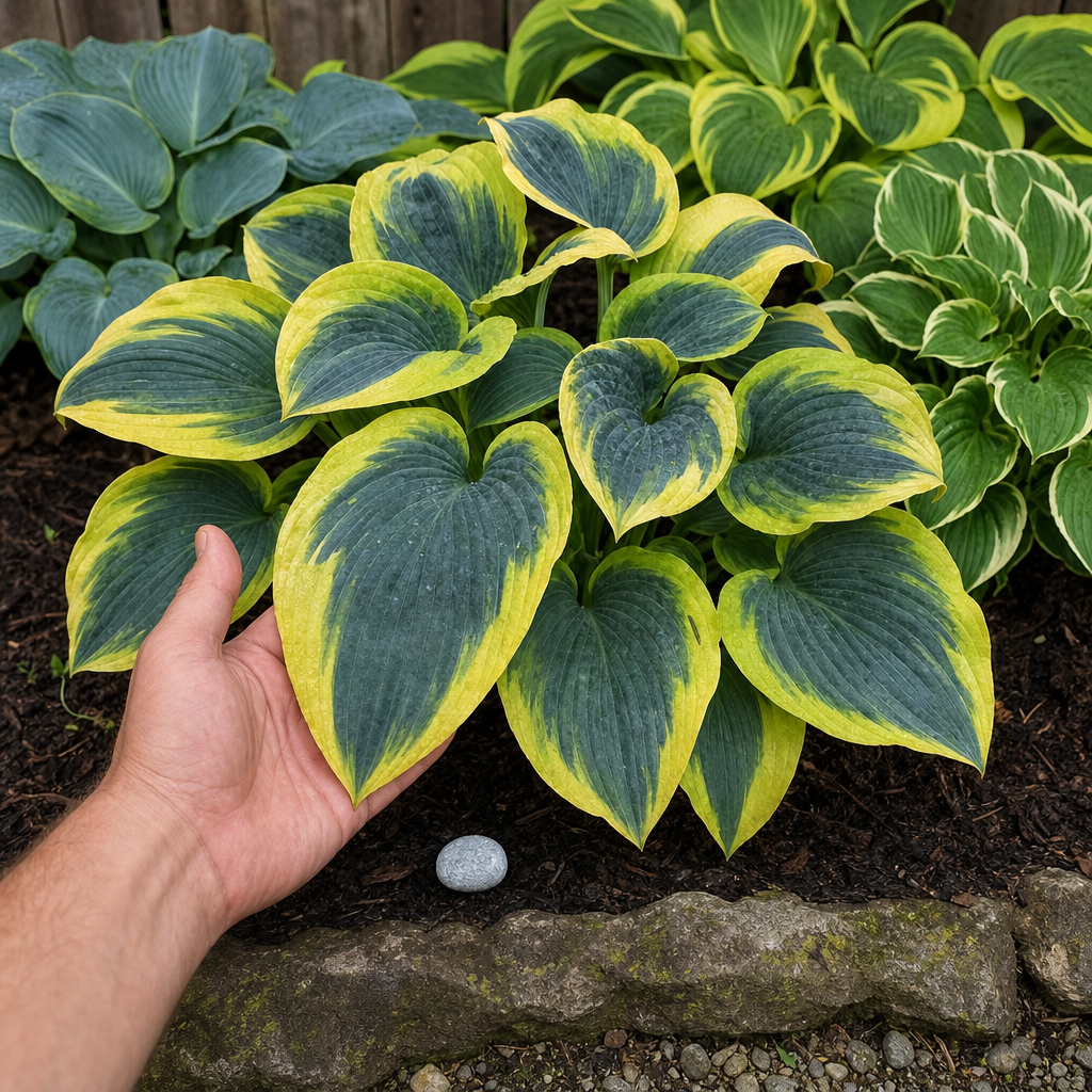 Premium Rare Hosta Seeds for Easy Shade Color - Leaf Size Hand Scale