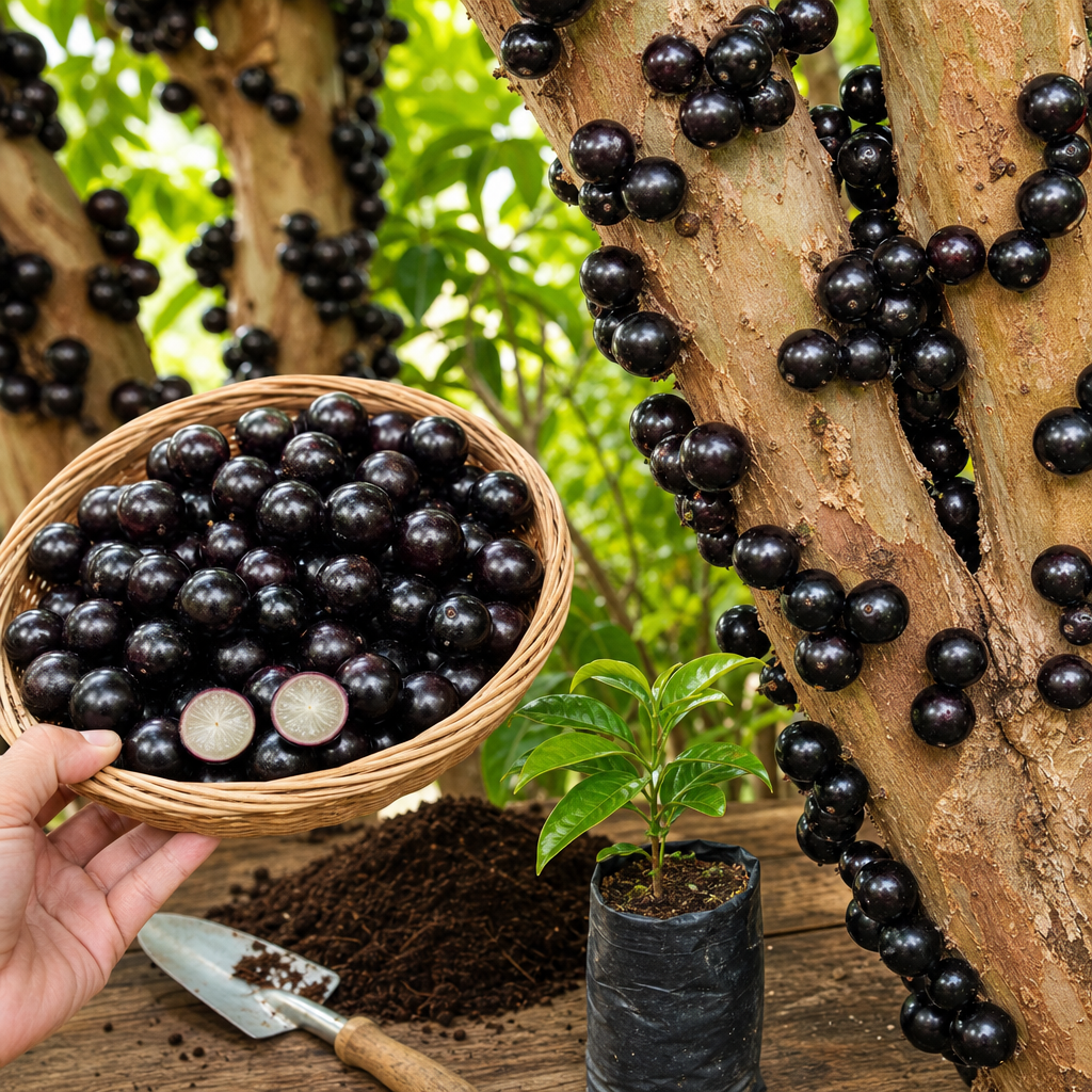 Jaboticaba Tree Starter for Exotic Home Fruit - Bark Fruit Macro