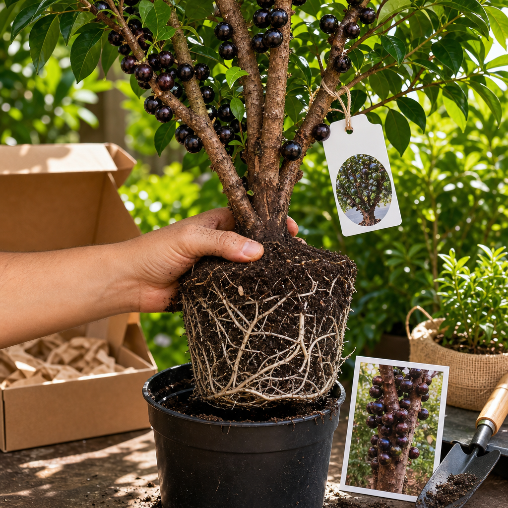 Jaboticaba Tree Starter for Exotic Home Fruit - Root Ball Trust Shot