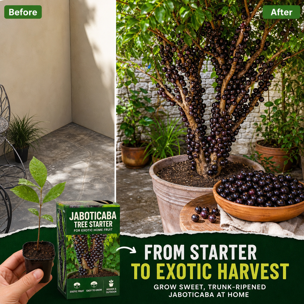 Jaboticaba Tree Starter for Exotic Home Fruit - Tropical Patio Before After