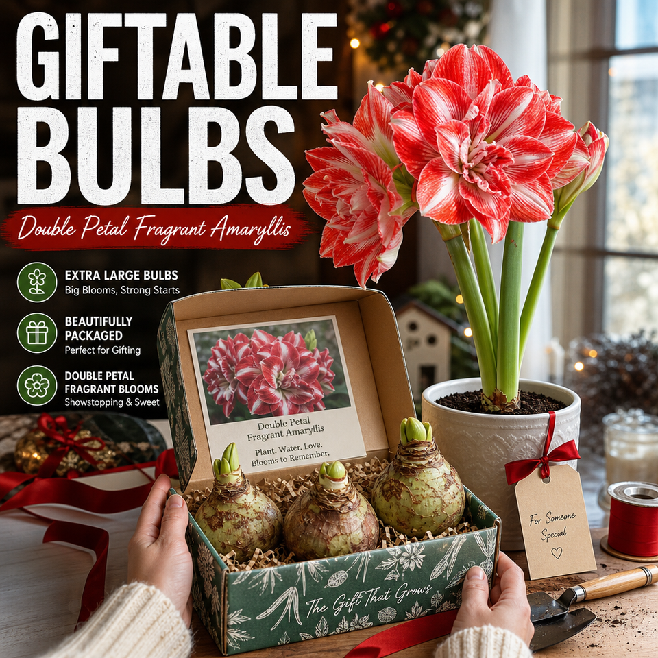 Double Petal Fragrant Amaryllis Bulbs - Gift Bulb Box Hero