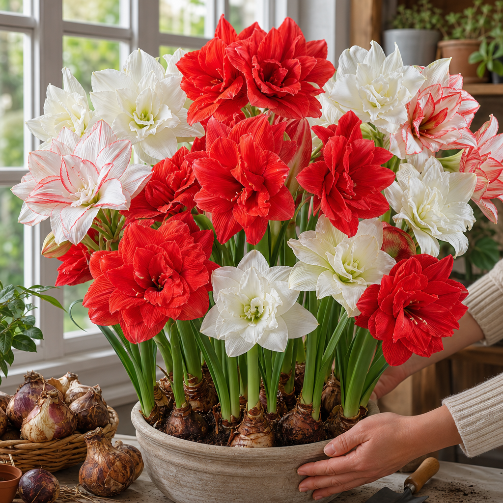 Double Petal Fragrant Amaryllis Bulbs - Giant Double Bloom Hero