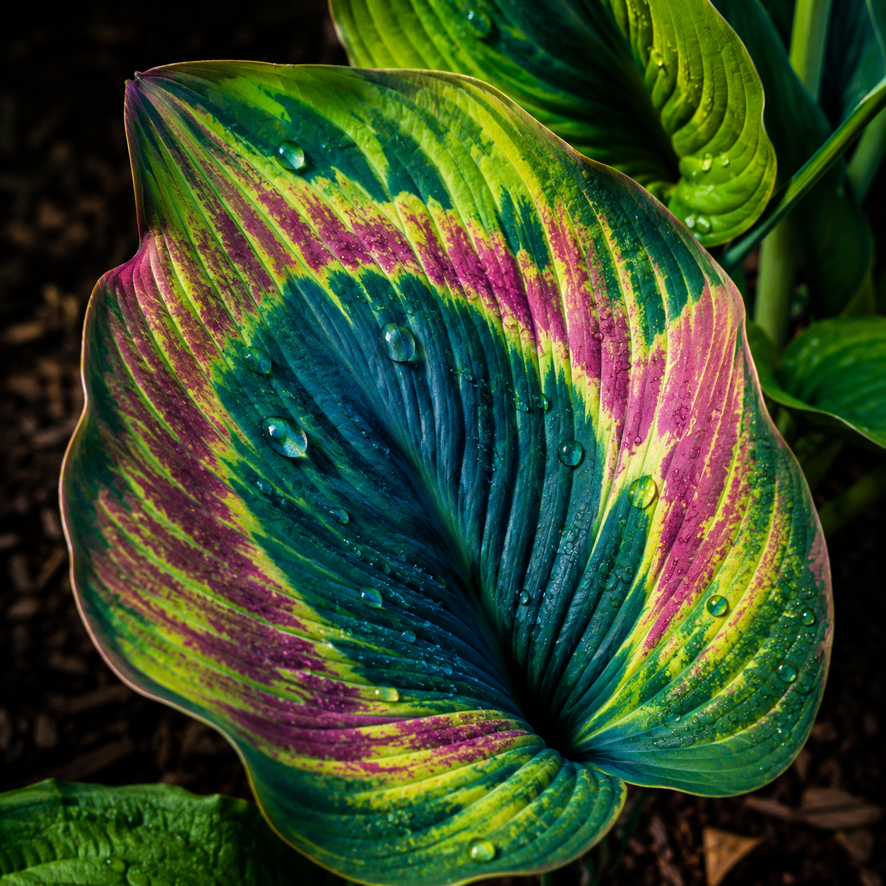 Peacock Flame Hosta Seeds for Bright Foliage - Peacock Eye Leaf Macro