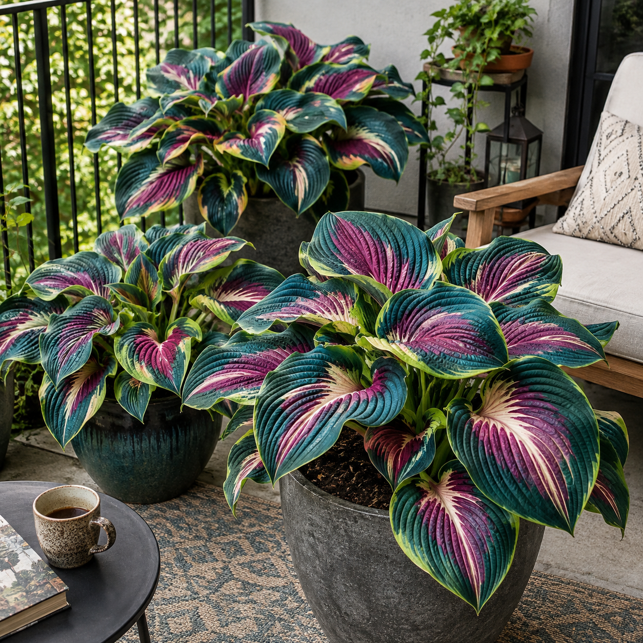 Peacock Flame Hosta Seeds for Bright Foliage - Balcony Shade Pop