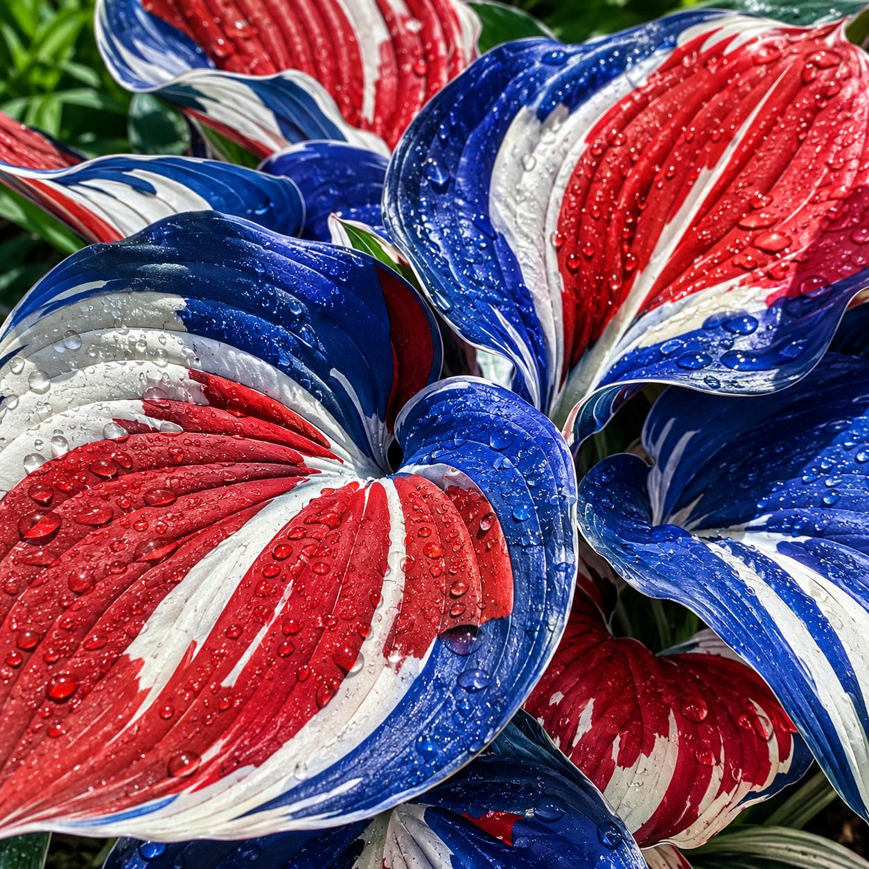 Patriotic Color Hosta Seeds for Shade Gardens macro leaf close-up